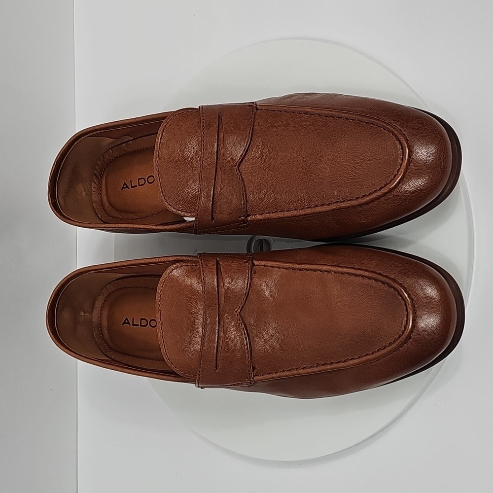 NIB Aldo Men's Manubar Leather Loafer Slip On Size 10.5 D Brown Dress Shoes - Picture 5 of 15